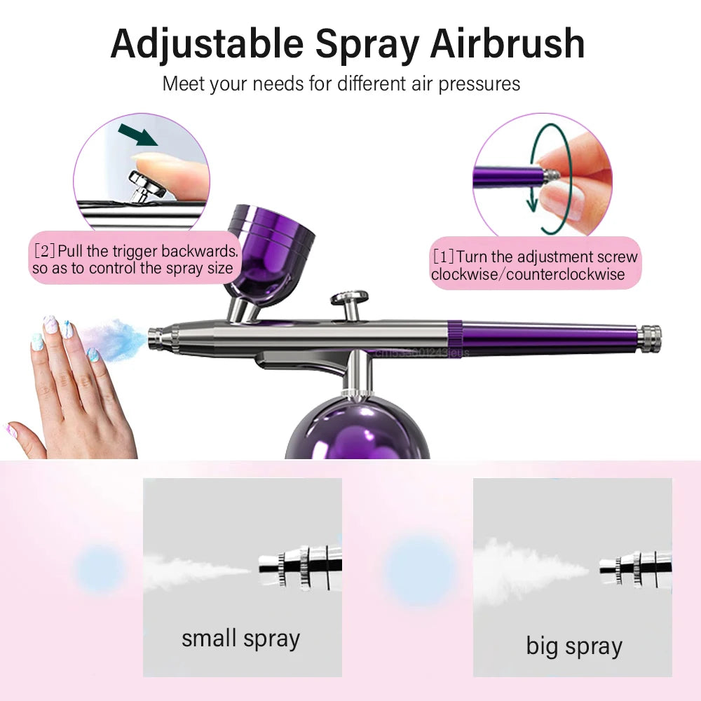 Airbrush with Compressor Airbrush Spray Gun for Painting Modeling Crafts Nail Art Wireless Portable Air Brush Painting Spray Gun Peaceful Pleasures Health and Wellness