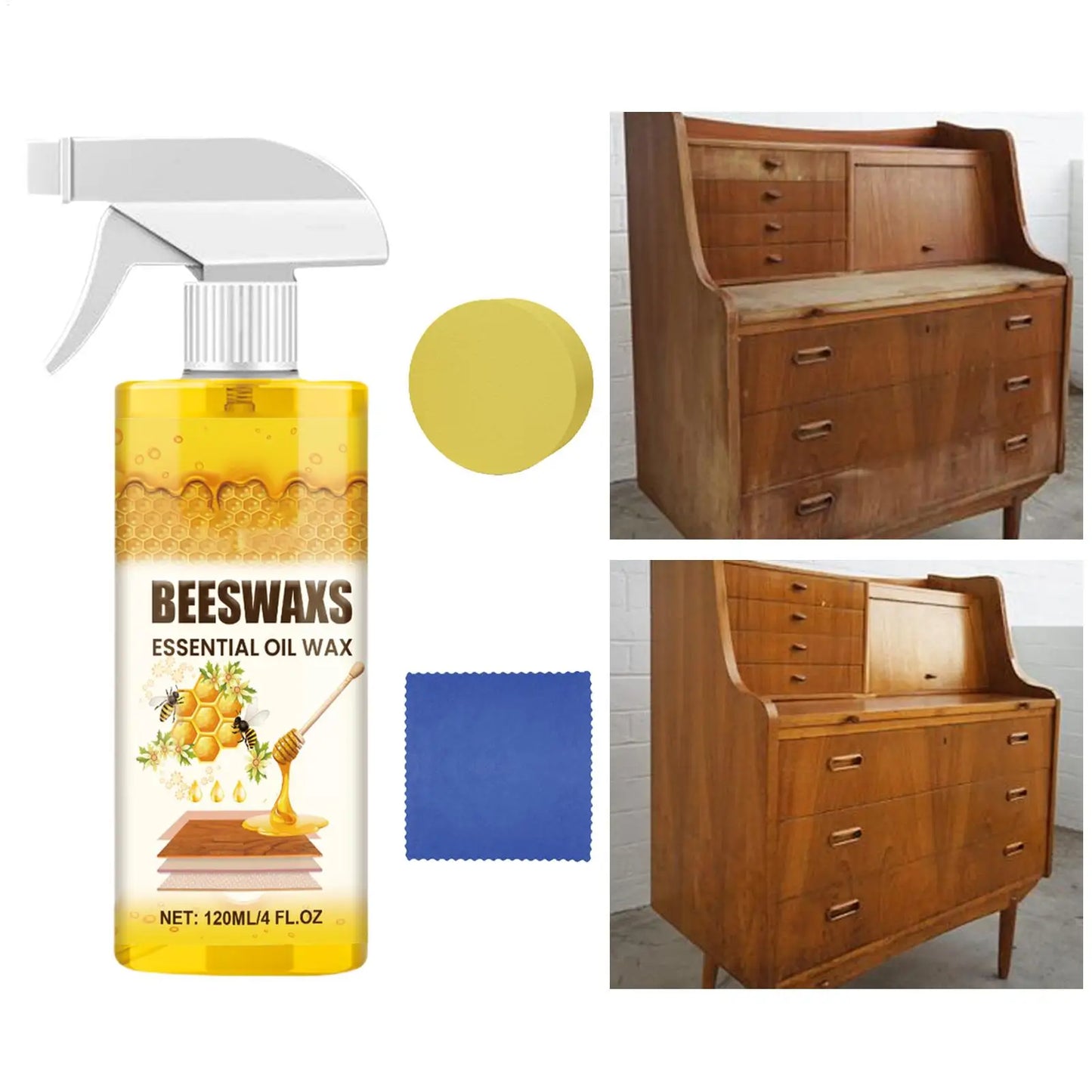 Beeswax Wood Polishing Spray 120ml | Furniture Scratch & Shine