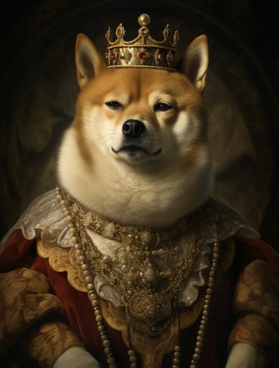Funny Renaissance Labrador Dog Canvas Wall Art | Royal Pet Portrait