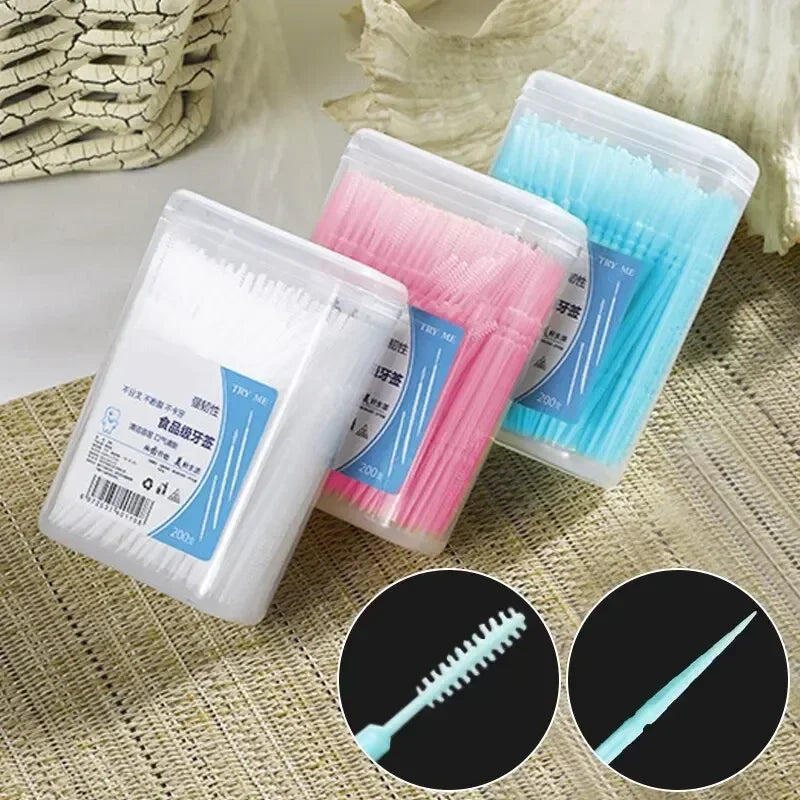 Toothpick Disposable Family Box Packed Portable Ultra Fine Pick Double Head High End Personality Creative Fruit Stick 200 Pieces Peaceful Pleasures Health and Wellness
