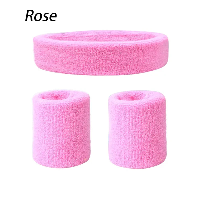 A Set Of Wristband Headband Headband Set For Sports,Sweat Absorbing,Basketball,Headband And Wrist Protection Peaceful Pleasures Health and Wellness Pink One Size