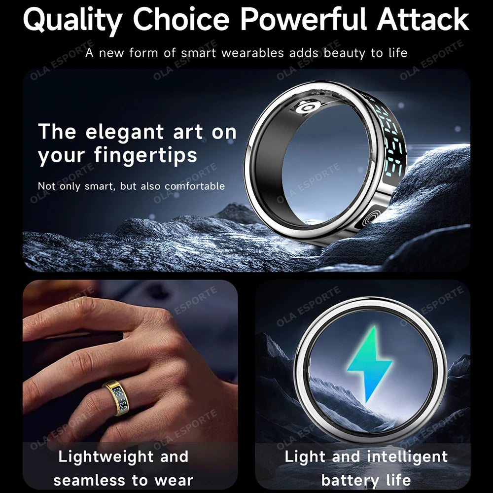 2026 Smart Ring with Display Screen and Touch, Wireless Charging, Health Manager, 5 ATM Waterproof For Men Women Rings R12 R11 Peaceful Pleasures Health and Wellness
