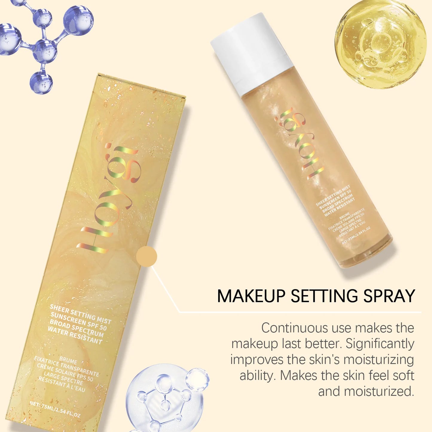 Spf 50+ Setting Sprays for Makeup Waterproof Lasting Oil Control Natural Refreshing Anti UV Sunscreen Finishing Mist Cosmetics Peaceful Pleasures Health and Wellness