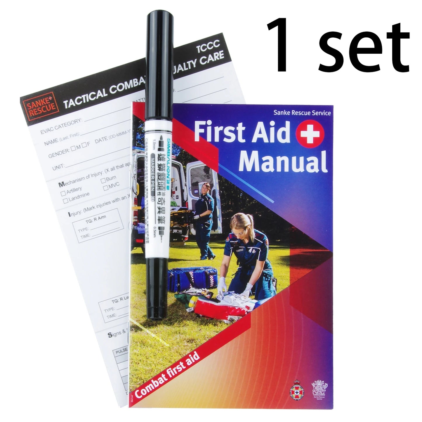 TCCC Card Marker Injury Record Cards First Aid Manual Tourniquet Israeli Bandage Splint Stop Bleeding Wound Care Emergency Kit Peaceful Pleasures Health and Wellness 1 set