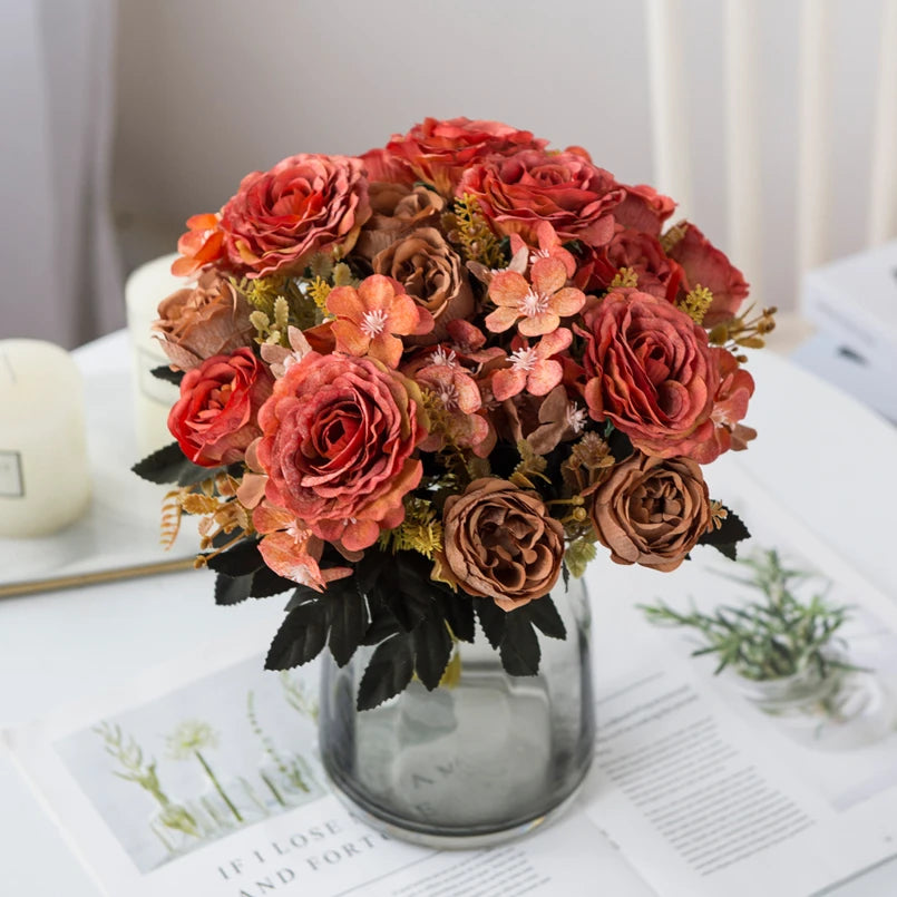 Silk Artificial Rose Peony Bouquet – Wedding & Home Décor