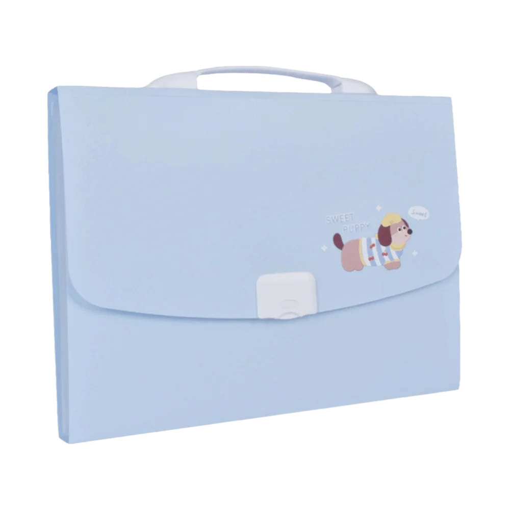 13 Pockets Expanding File Folder a4 Size Multi-Layer Paper Document Storage Holder Cartoon with Handle Portable Organ Bag Peaceful Pleasures Health and Wellness Blue