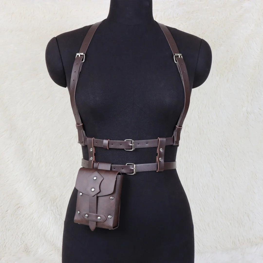 UYEE Punk Y2K Fashion Pu Leather Waist Belt Women Harness Bag