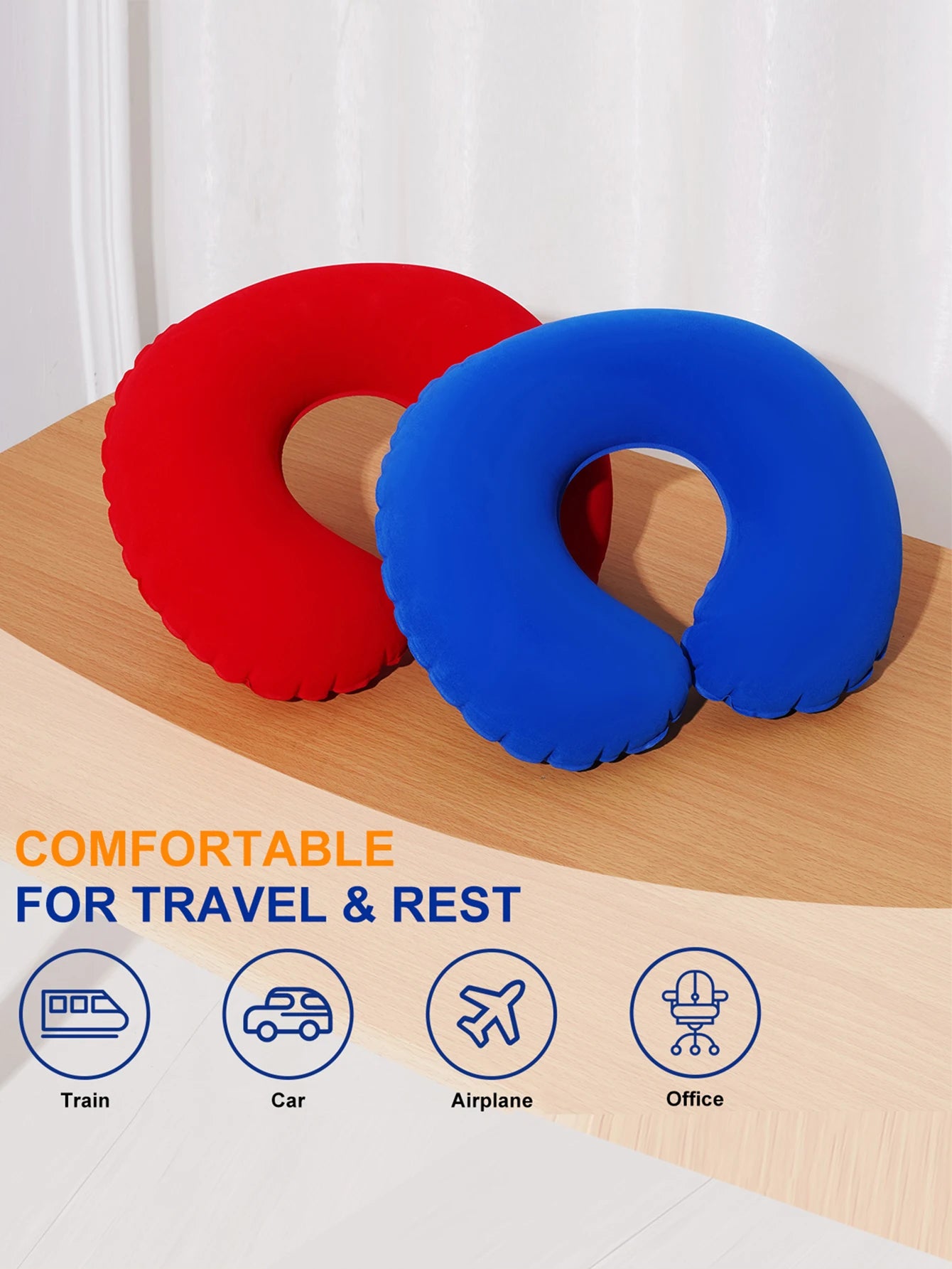 Inflatable U-Shaped Travel Neck Pillow 2 Pack – Foldable