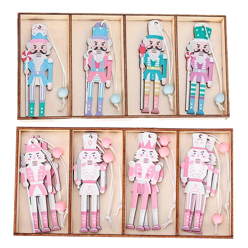 Wooden Nutcracker Christmas Ornaments | 8-Pack DIY Pendants