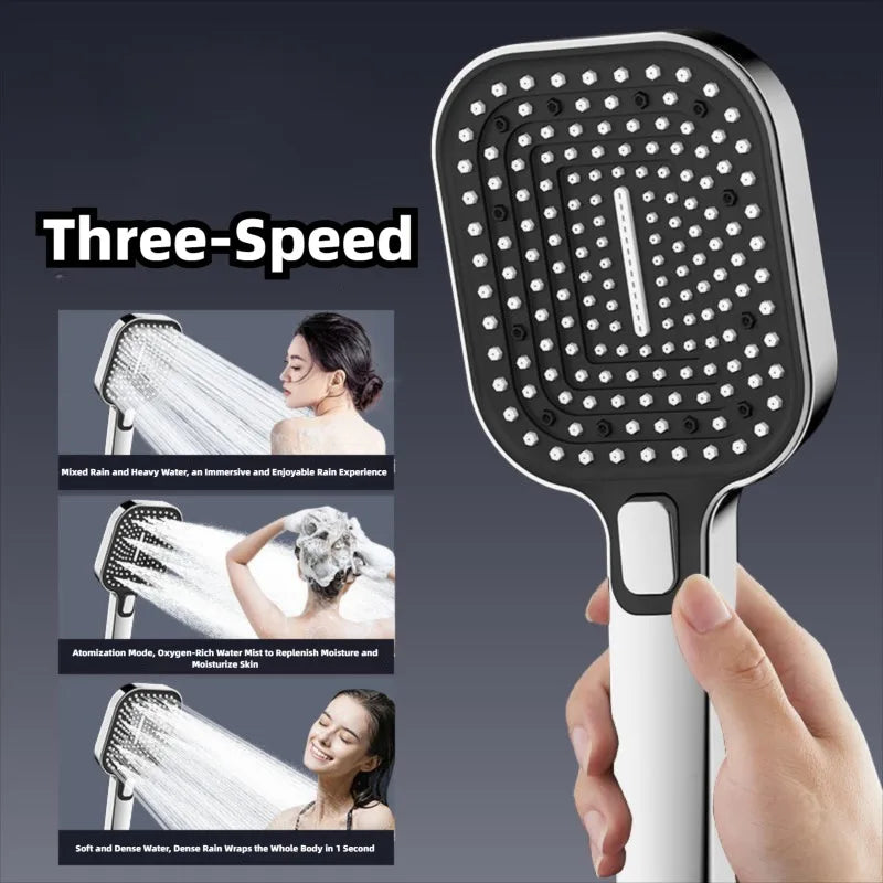 3 Mode Adjustable Shower Head Rainfall Shower Large Flow Showerhead High Pressure Water Saving Shower Mixer Bathroom Accessories Peaceful Pleasures Health and Wellness
