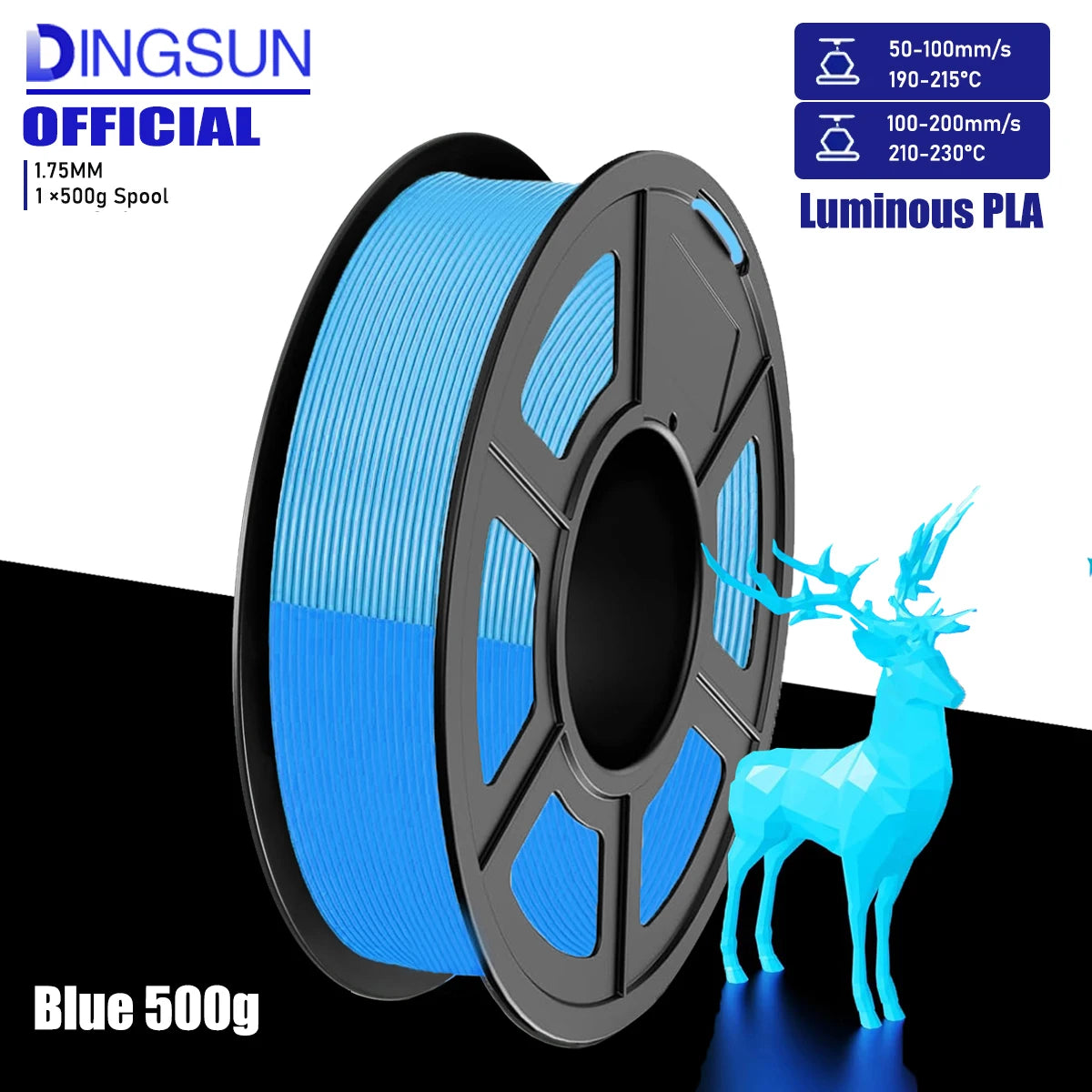 DINGSUN Glow in the Dark PLA Filament 1.75mm | High Flow 3D Print