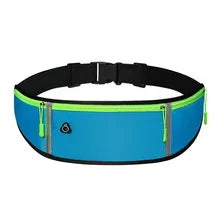 Outdoor Running Waist Bag for Mobile Phone Light and Thin Fitness Cycling Water Bottle Waist Bag with Three Waterproof Pockets Peaceful Pleasures Health and Wellness Blue