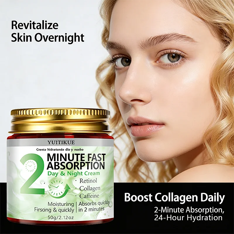 Yuitikue 2 Minute Fast Absorption Day & Night Cream, 60g Retinol Collagen & Caffeine Moisturizer for Firming & Lifting Skin Care Peaceful Pleasures Health and Wellness