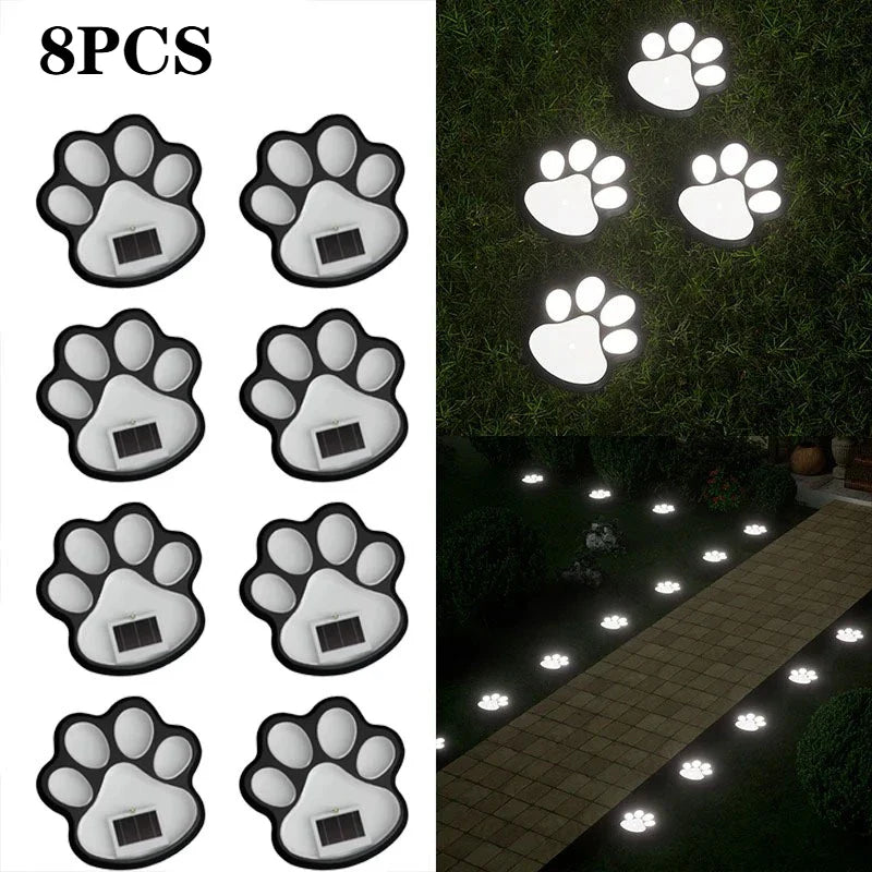 Solar LED Paw Print Garden Lights – Waterproof 4–12 Pack