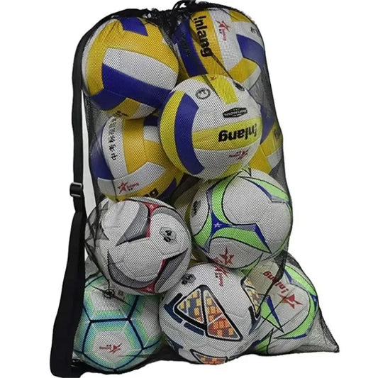 Large mesh sports bag with shoulder straps, drawstring bag for storing basketball, volleyball, baseball, and swimming equipment Peaceful Pleasures Health and Wellness Black-NO pockets