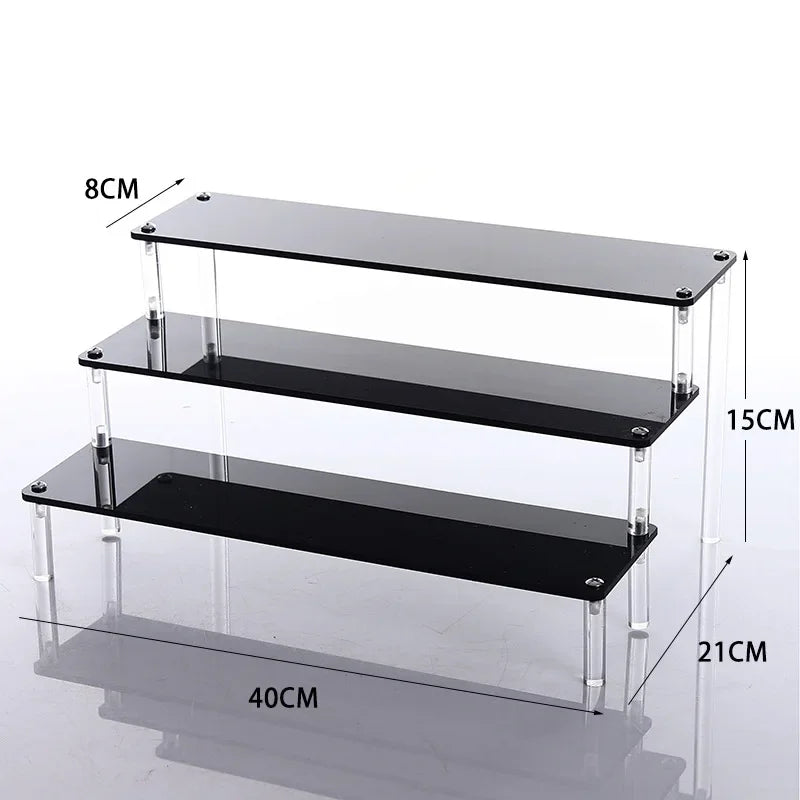 Black Acrylic Display Stand 1–5 Tier Riser for Figures & Decor