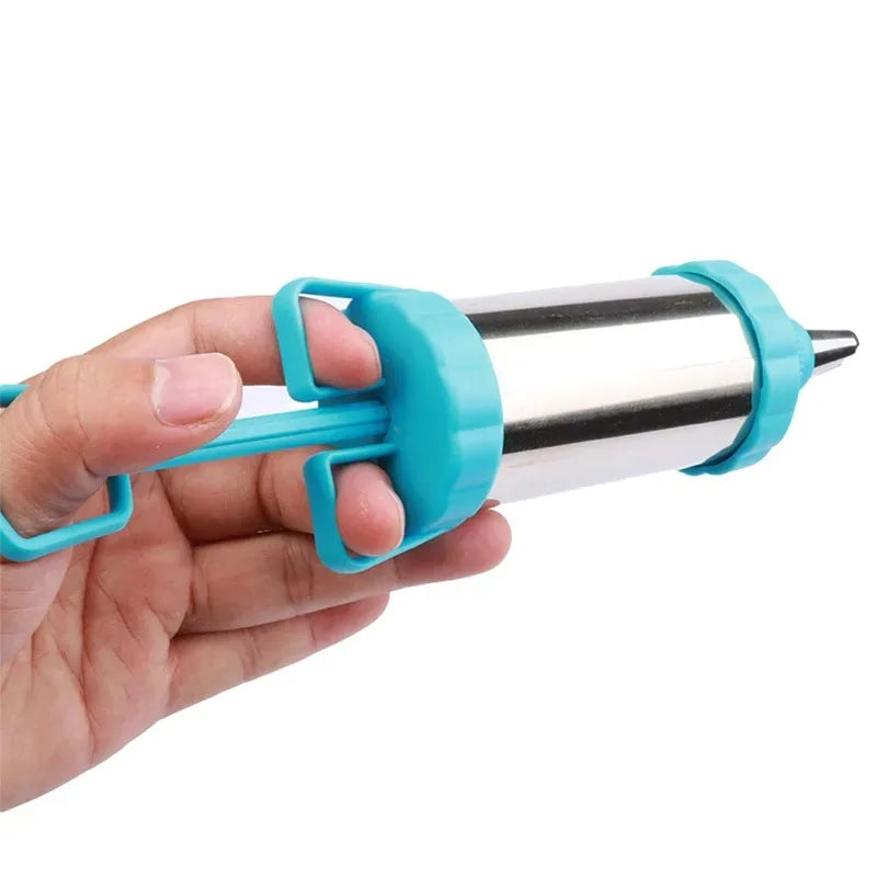 Stainless Steel Cookie Decorating Gun Set | 3 Nozzles & Scraper for Cookies, Cream & Pastry