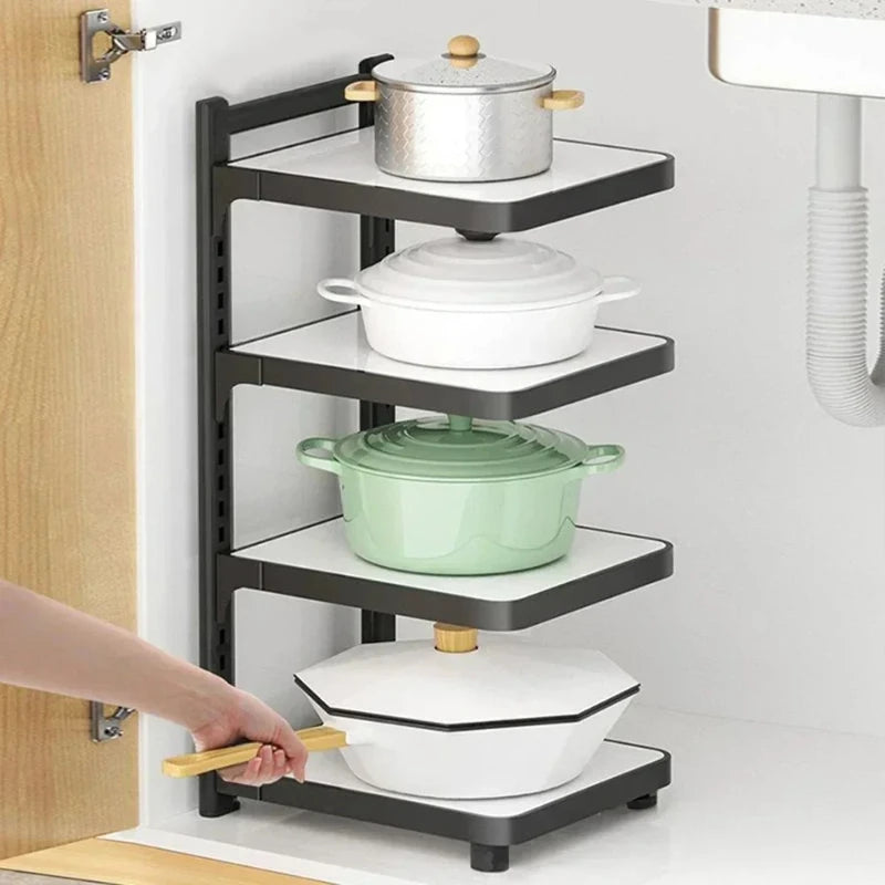 Multi-Layer Corner Kitchen Storage Rack | Carbon Steel