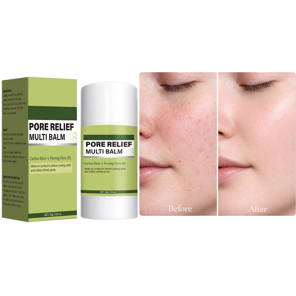 Pore Relief Multi Balm Stick,Cooling & De-Puffing Face Balm for Enlarged Pores Pore Minimizing with Cactus Extract, Skin Care Peaceful Pleasures Health and Wellness
