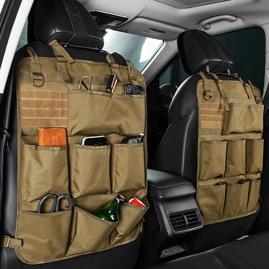 Car Seat Back Organizer Tactical Camo Multi Pocket Storage Bag Waterproof Durable Hanging for Road Trip Travel SUV Truck Family Peaceful Pleasures Health and Wellness
