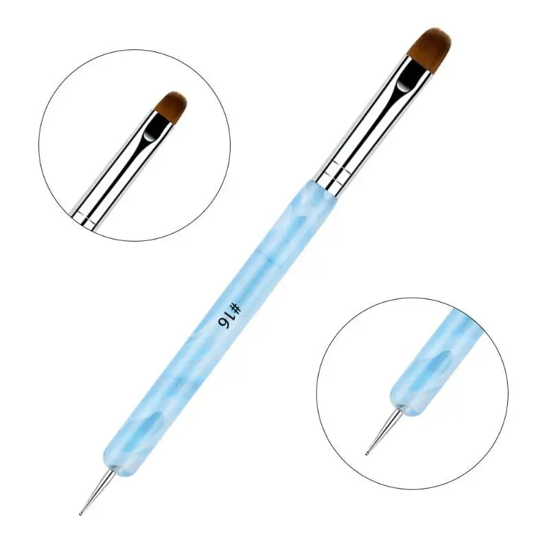 French Dual End Beginner High Quality Painting Manicure Tool Acrylic Drawing Nail Art Brush Nail Art Rhinestone Gel Dotting Pen Peaceful Pleasures Health and Wellness 16 Blue