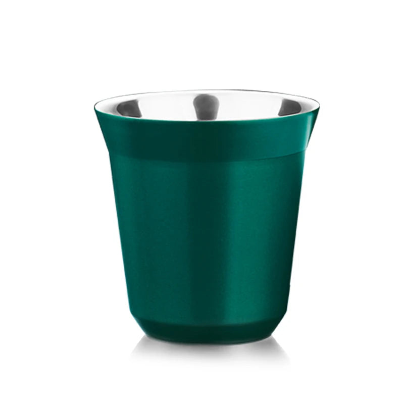 Double Wall Insulated Stainless Steel Espresso Cup Capsule Coffee Mug Metal Drinking Demitasse Cup For Home Indoor or Outdoor Peaceful Pleasures Health and Wellness Green China Mainland 160ml