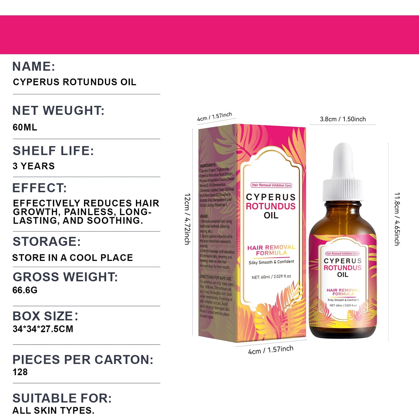 SAUVASINE Cyperus Rotundus Hair Growth Inhibitor Oil 60ml
