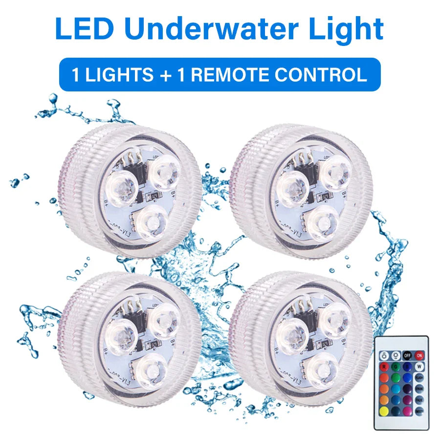 RGB LED Submersible Light with Remote – IP68 Pool & Garden Lamp