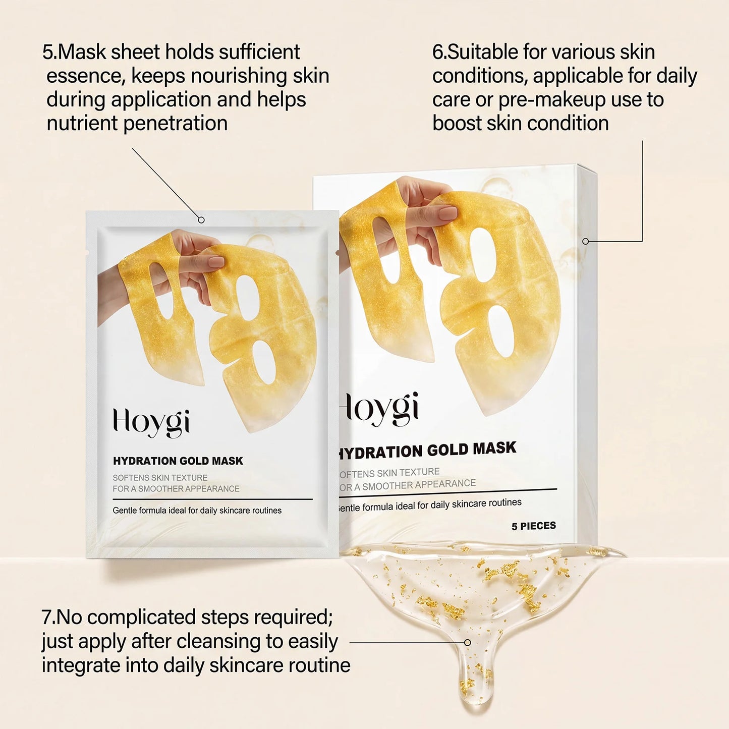 24K Gold Sheet Mask – Niacinamide & Collagen Firming, 4-Pack