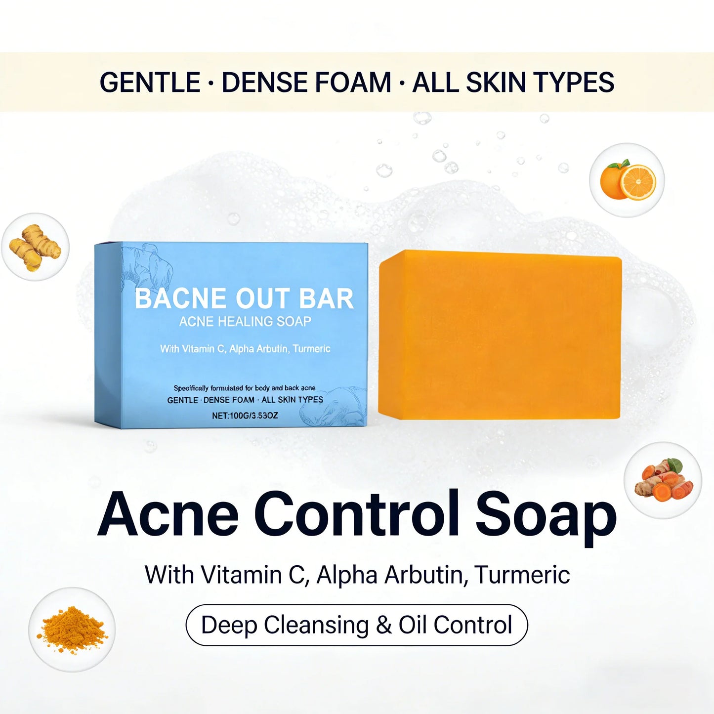 Brightening Anti-Acne Soap – Vitamin C, Turmeric & Salicylic