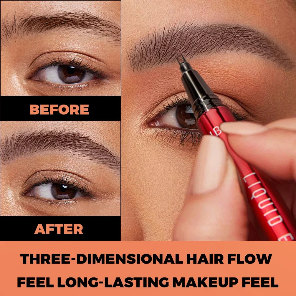 QIBEST 2 Point Wild Eyebrow Pencil Long-Lasting Easy Grip Waterproof Thin Liquid Silkworm Brow Pen Cosmetics Eyebrow Tattoo Peaceful Pleasures Health and Wellness