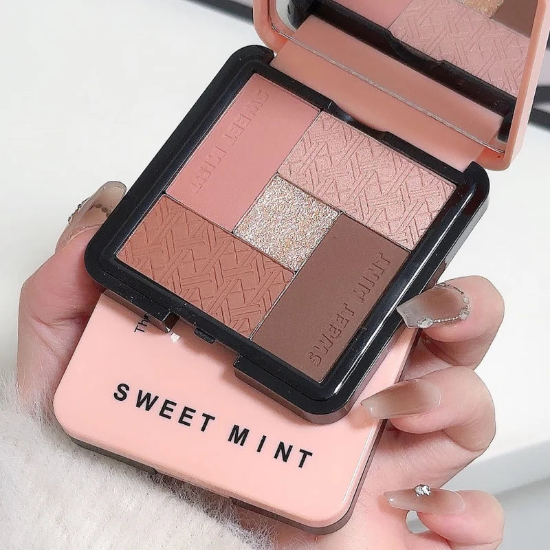 Five Color Eye Shadow Plate Powder Blusher Shadow Matte Highlight Five Color All-Purpose Plate Multi Functional Makeup Tray 01 # Peaceful Pleasures Health and Wellness
