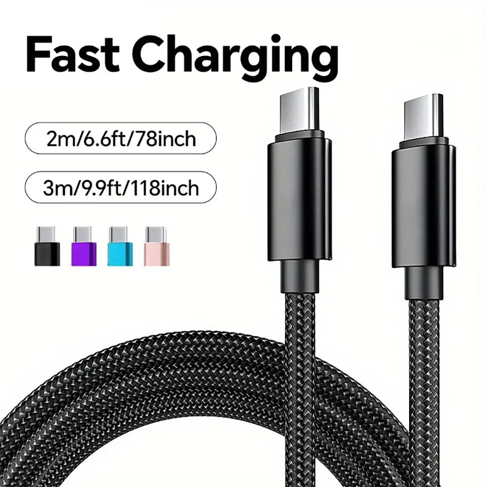 66W 5A USB-C Fast Charging Nylon Cable 1M/2M/3M | iPhone & Samsung