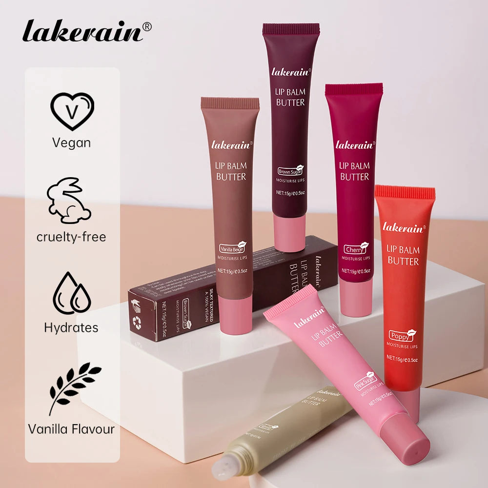 Lakerain Hose Butter Lip Balm Moisturizing Long Lasting Nourishment Daily Care Vanilla Flavour Lip Balm Smoothing Lip Makeup Peaceful Pleasures Health and Wellness