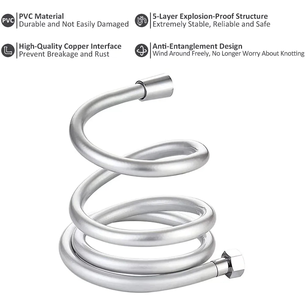 Flexible PVC Shower Hose 1.5/2/3m | Anti-Kink & Leak-Proof