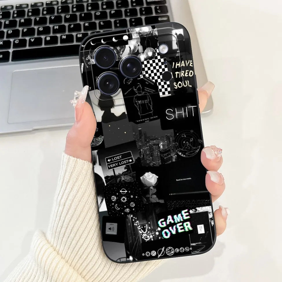 iPhone 17 Pro Silicone Case | Cute Kawaii Floral Painted Cover