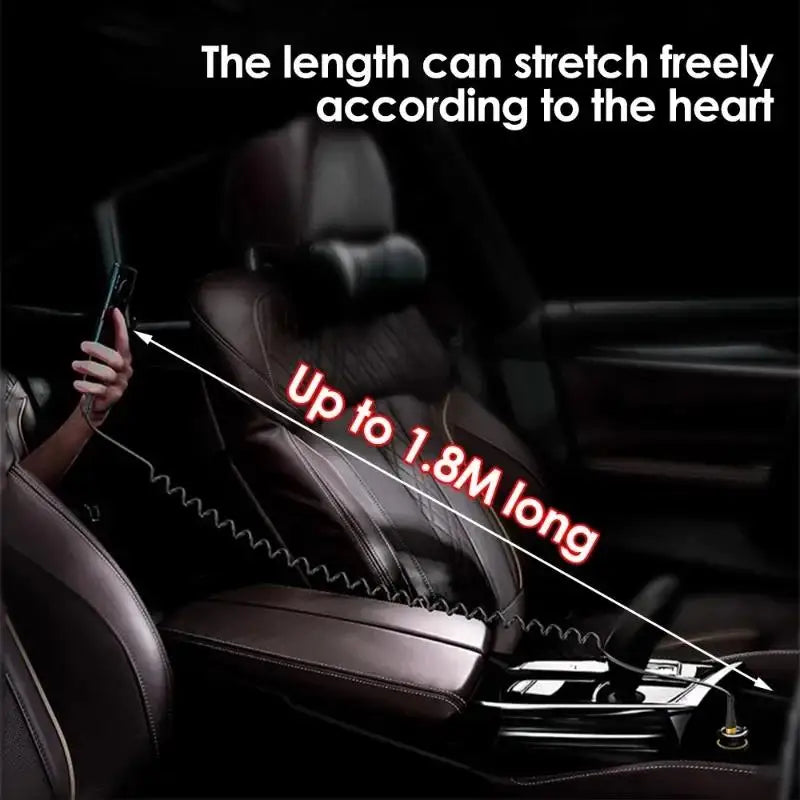 120W USB-C Coiled Car Charger Cable – PD Fast Charge