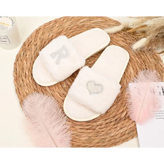 Fluffy Bridal Slippers – Bride Bachelorette & Bridesmaid Gift Bridal Fluffy Slippers Peaceful Pleasures Health and Wellness Z 36-37