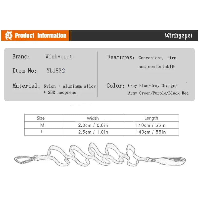 Truelove 3M Reflective Heavy-Duty Dog Leash with Carabiner YL1832 Dog Leashes Peaceful Pleasures Health and Wellness