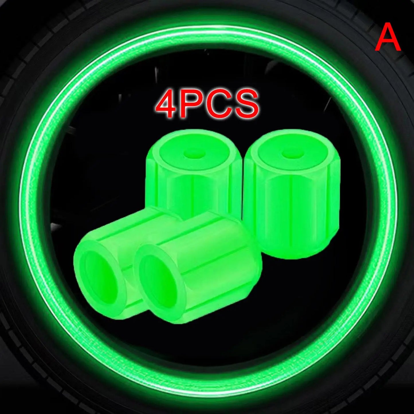 4Pcs 16*12mm Luminous Car Valve Caps Mini Non-slip Air Rim Cover Glow In Dark Accessories Universal Tyre Valve Stem Decor Peaceful Pleasures Health and Wellness A