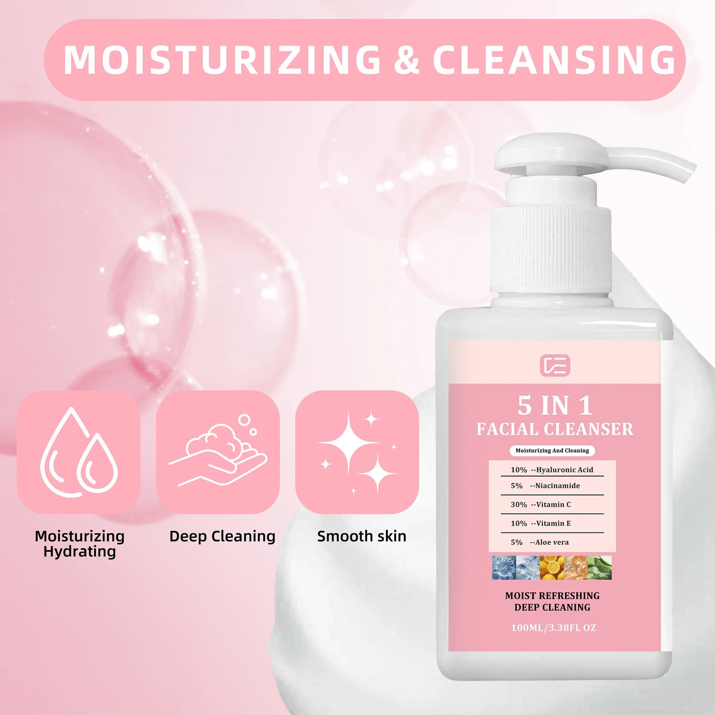 veérenae 5-in-1 Facial Cleanser – Face, Lip & Eye Makeup Remover