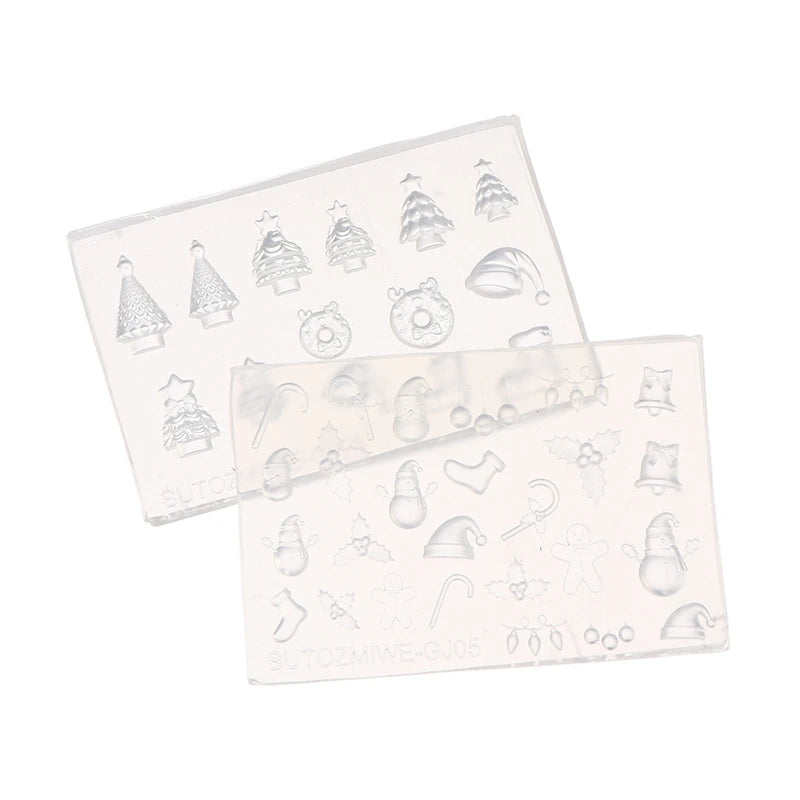 3D Silicone Nail Mold For DIY Nail Art Christmas Tree Snowman Bell Gingerbread Man Transparent Design Template Manicure Tool Peaceful Pleasures Health and Wellness