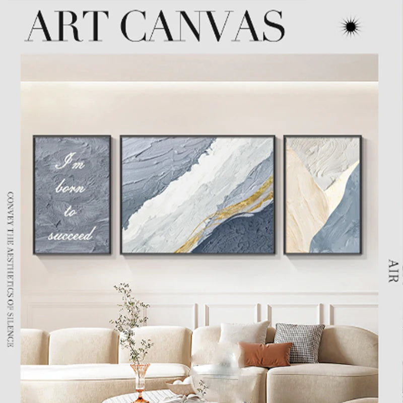 Abstract Canvas Wall Art, 100% Hand Drawn Abstract Lines, Living Room Triptych, Modern Room Decoration Large Wall Painting Peaceful Pleasures Health and Wellness