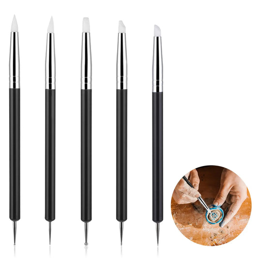 Clay Sculpting Tools Silicone Polymer Soft Rubber Tip Paint Brush Peaceful Pleasures Health and Wellness 5pcs