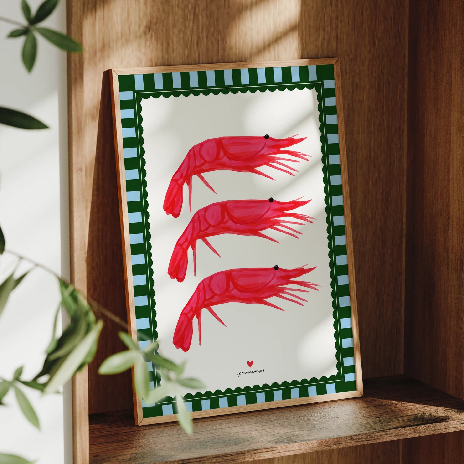 Modern Funny Red Shrimp Wall Art Print Canvas Painting Poster Picture For Living Room,Bedroom Home Decor Peaceful Pleasures Health and Wellness