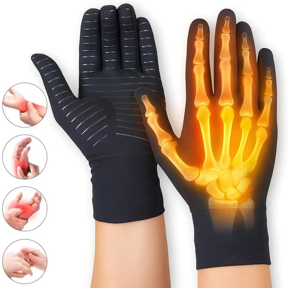 1Pair Copper Compression Gloves for Men and Women - Highest Copper Infused FULL FINGER Compression Gloves Hand Peaceful Pleasures Health and Wellness