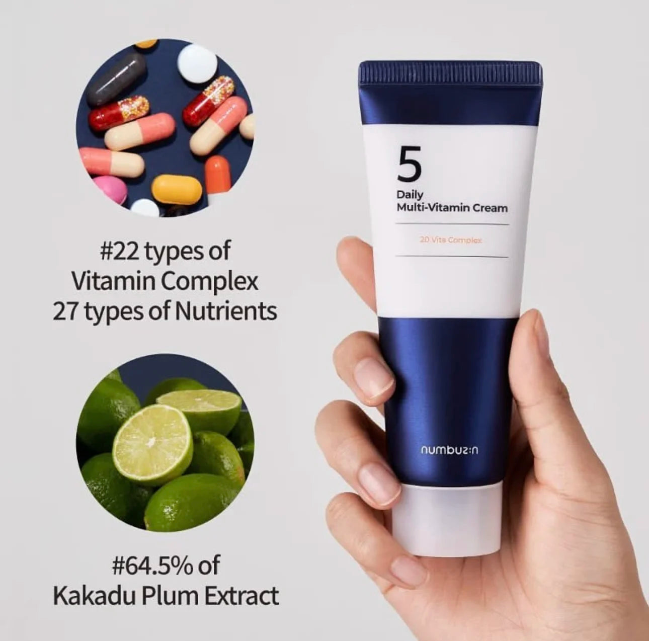 Numbuzin No.5 Daily Multi-Vitamin Cream 60ml Hydrating Nourish Rejuvenating Skincare Original Improve Skin 20 Vita Complex Cream Peaceful Pleasures Health and Wellness