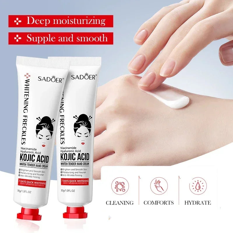 SADOER Kojic Acid Hand Cream Moisturizing Nourishing Brightening Hydrating Hand Creams Beauty Hands Skin Care Products Peaceful Pleasures Health and Wellness 2PCS