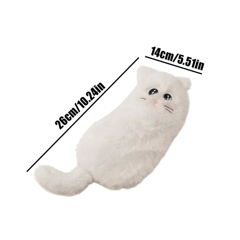 Cute Plush Cat Pencil Case – 3D Animal Pen Pouch for Kids