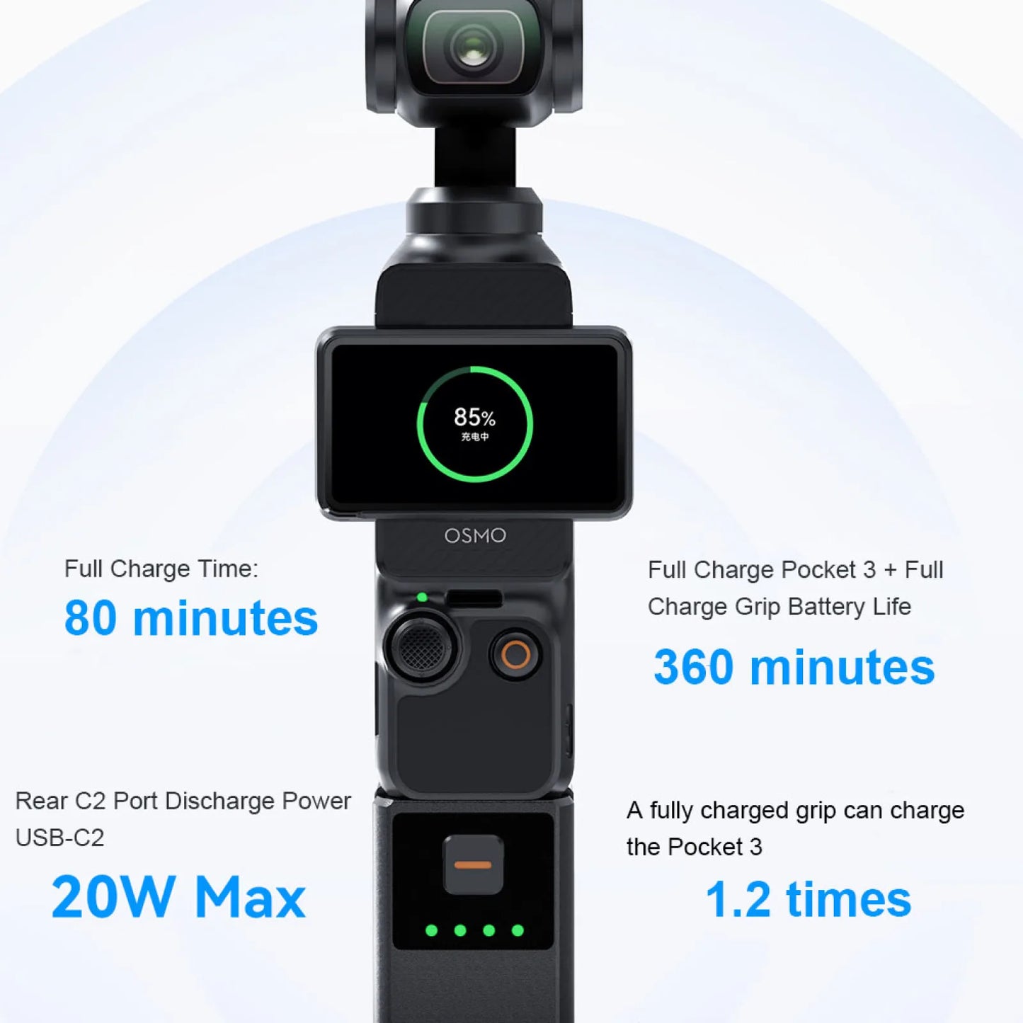 5000mAh Battery Grip For DJI Osmo Pocket 3 Portable Charging Handle With 21700 High-Density Cell 10W Pass-Through Charging Peaceful Pleasures Health and Wellness